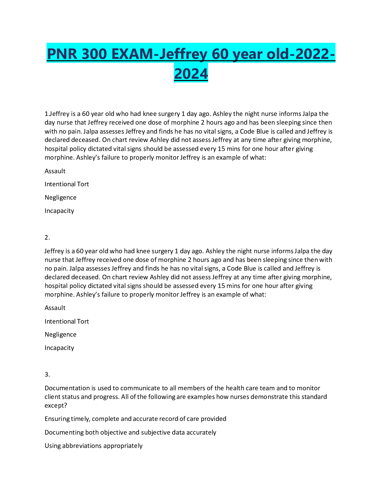 Preview image for PNR 300 EXAM-Jeffrey 60 year old-2022-2024